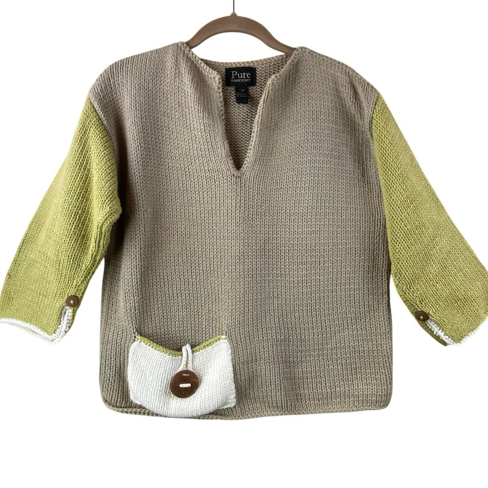Pure Handknit 100% Cotton Sweater Size S/M Art To Wear